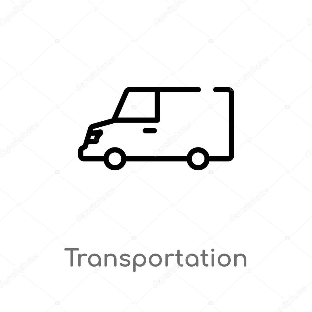 outline transportation vector icon. isolated black simple line element illustration from delivery and logistics concept. editable vector stroke transportation icon on white background