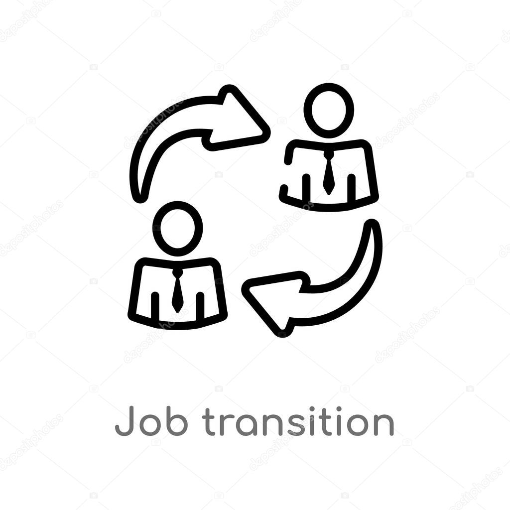 Outline job transition vector icon. isolated black simple line element illustration from user interface concept. editable vector stroke job transition icon on white background