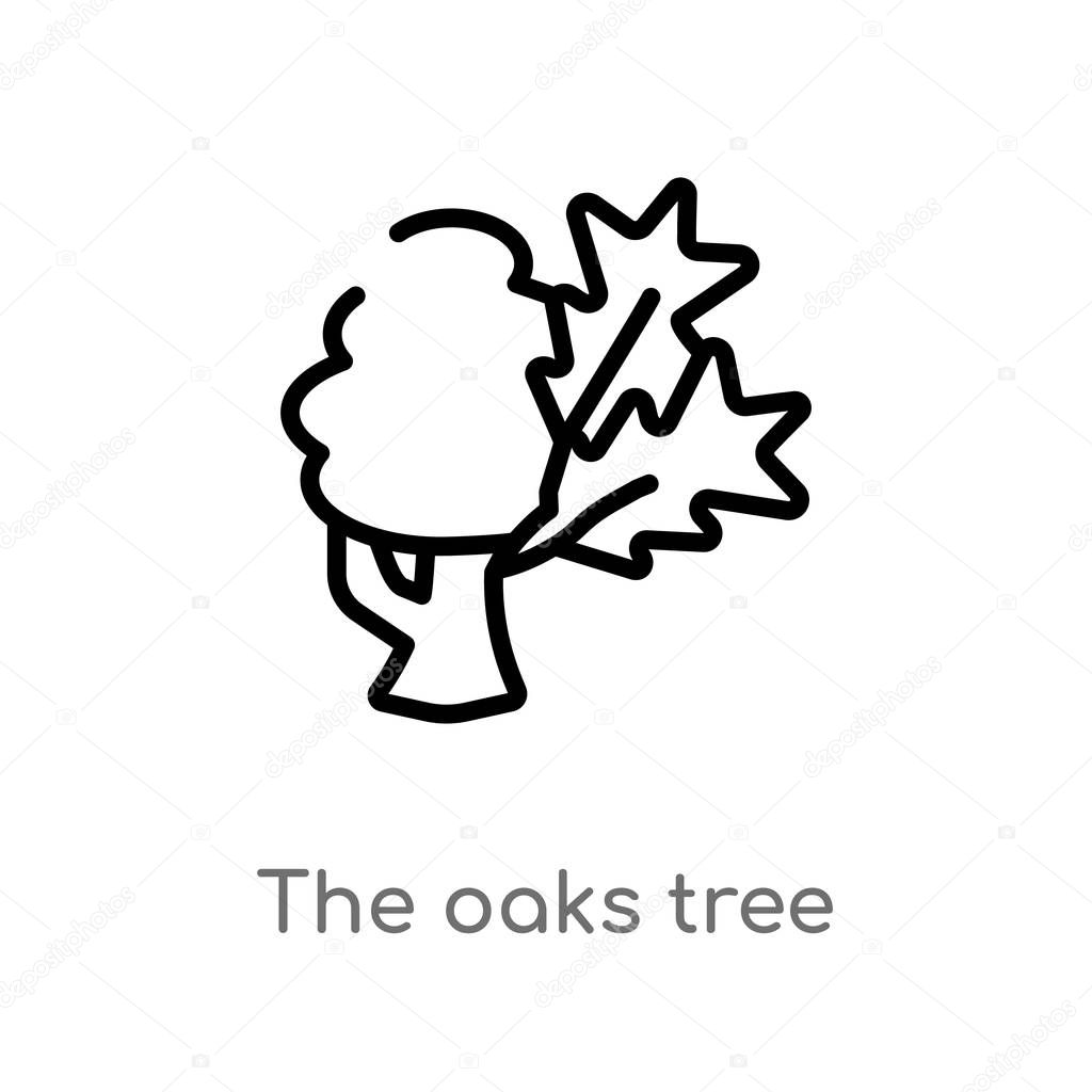 outline the oaks tree vector icon. isolated black simple line element illustration from nature concept. editable vector stroke the oaks tree icon on white background