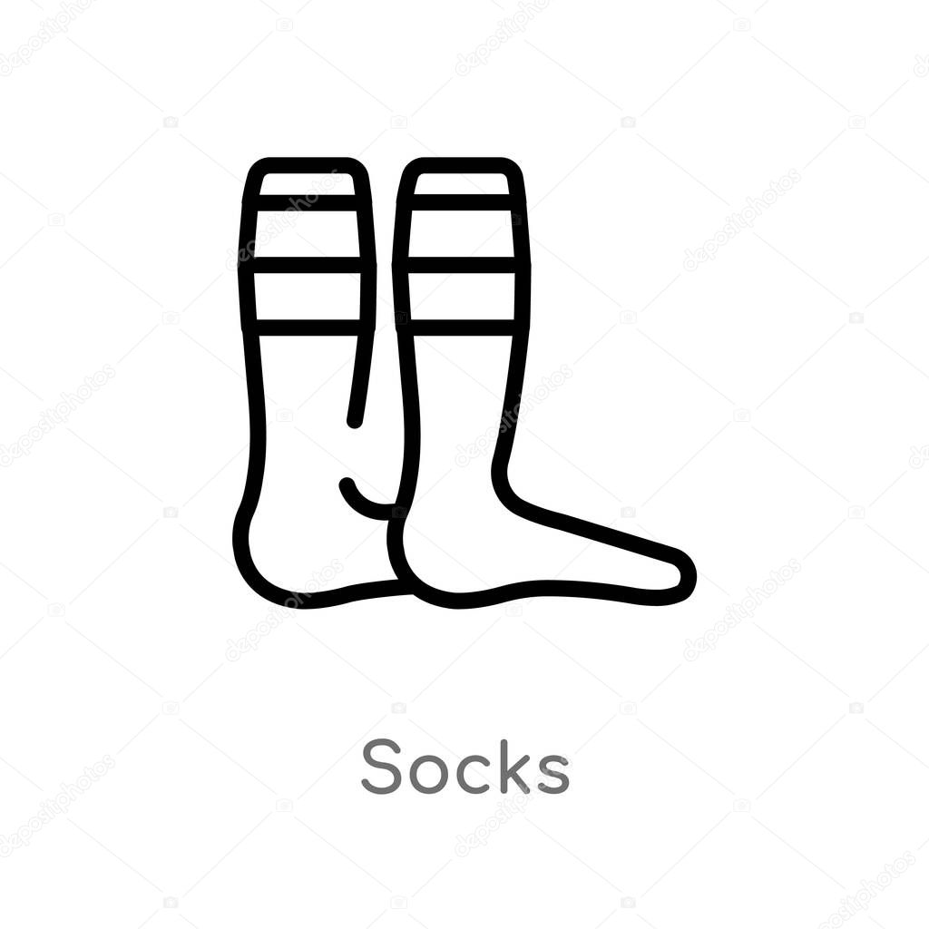 Outline socks vector icon. isolated black simple line element illustration from football concept. editable vector stroke socks icon on white background