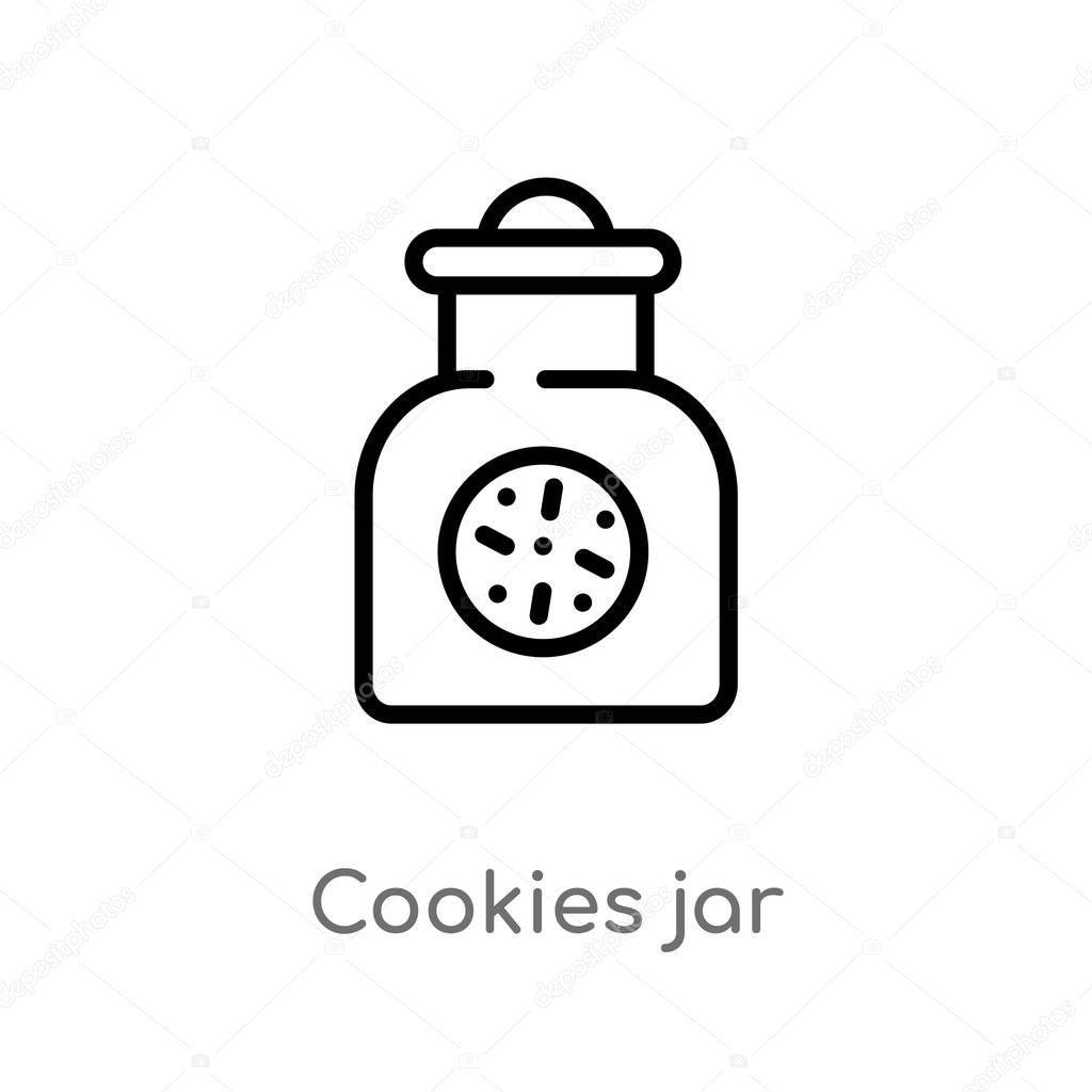 Outline cookies jar vector icon. isolated black simple line element illustration from food and restaurant concept. editable vector stroke cookies jar icon on white background