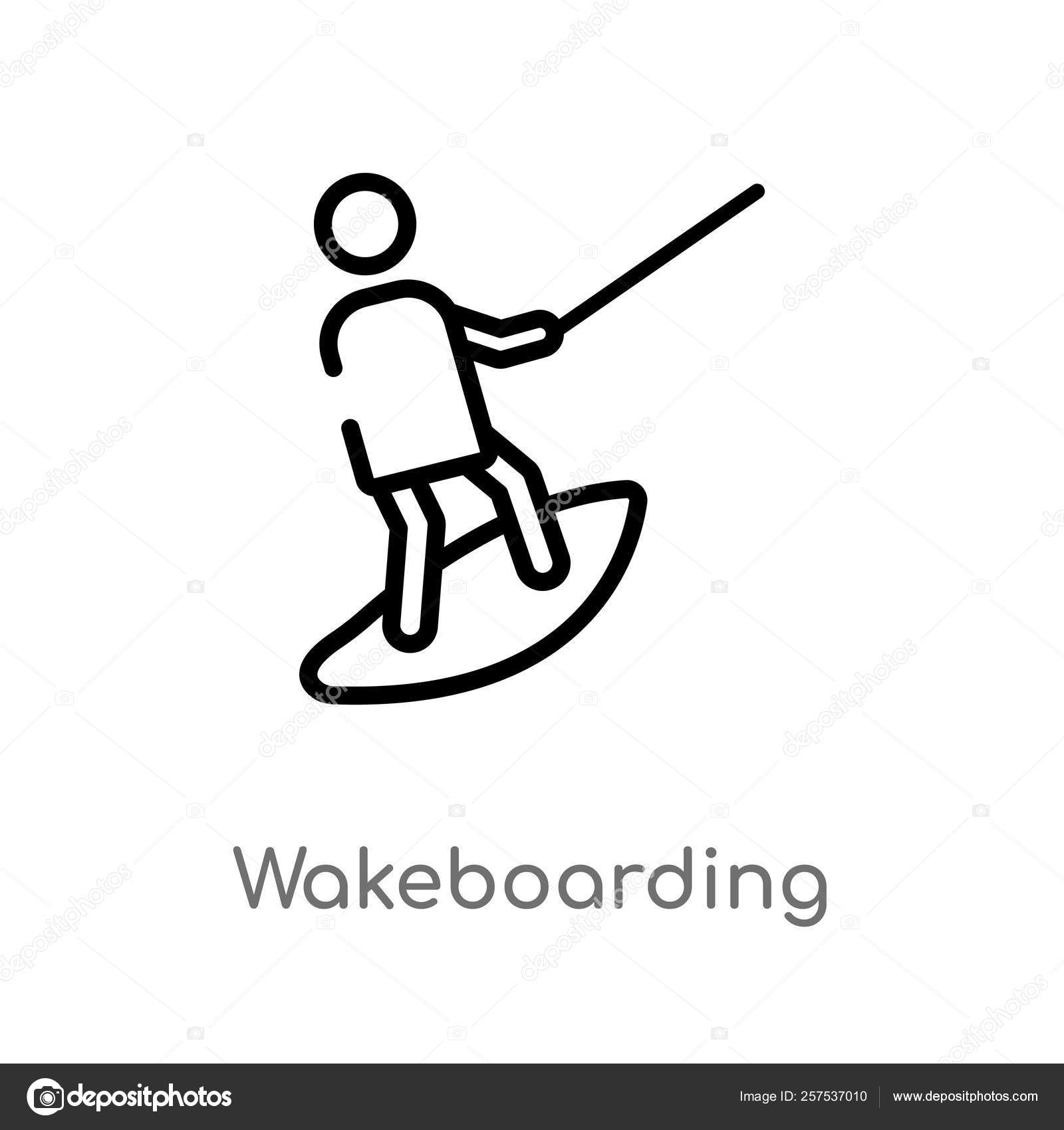 Outline Wakeboarding Vector Icon Isolated Black Simple Line Element  Illustration Stock Vector by ©zaurrahimov 257537010, image size:1600x1700