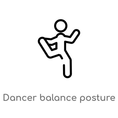 bir bacak vektör simgesinde anahat dansçı denge duruş. sade izole hat eleman vektör spor kavramı. beyaz bir bacak simgesi üzerinde düzenlenebilir vektör kontur dansçı denge duruş
