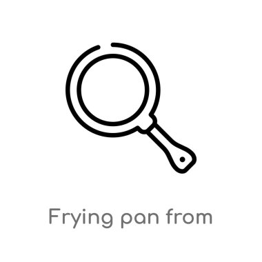 üst vektör simgesinden kızartma tavası anahat. bistro ve restoran konseptinden izole siyah basit çizgi elemanı illüstrasyon. beyaz arka plan üzerinde üst simgeden editable vektör kontur kızartma tavası