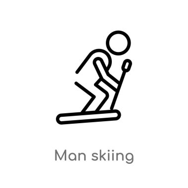 Anahat adam Kayak vektör simgesi. basit eleman illüstrasyon izole insan kavramı siyah. Beyaz arka planda düzenlenebilir vektör inme adam Kayak simgesi
