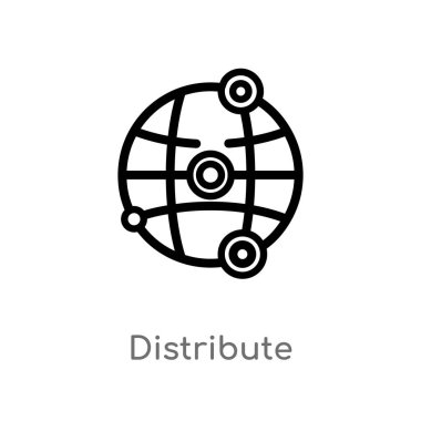 Anahat dağıtma vektör simgesi. Basit hat eleman illüstrasyon izole siyah kavramı. düzenlenebilir vektör kontur dağıtma simgesi beyaz arka planda