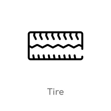 Anahat lastik vektör simgesi. basit ekipman eleman illüstrasyon izole spor salonu kavramı siyah. Beyaz arka planda düzenlenebilir vektör kontur lastik simgesi