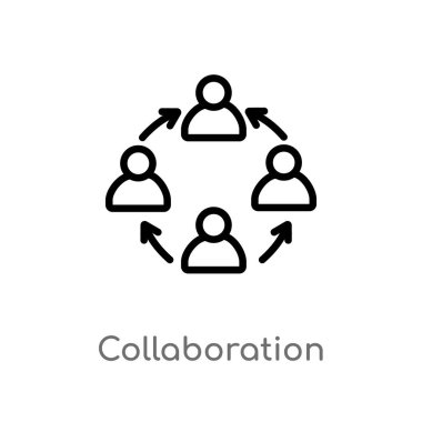 Anahat işbirliği vektör simgesi. basit çizgi eleman illüstrasyon izole Strateji kavramı. Beyaz arka planda düzenlenebilir vektör kontur işbirliği simgesi