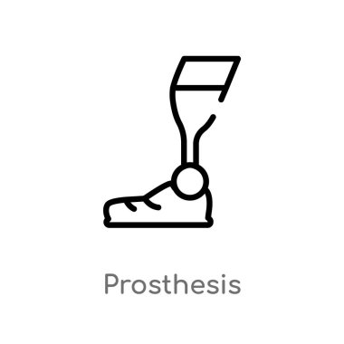 anahat protez vektör simgesi. yapay akıl kavramından izole siyah basit çizgi elemanı illüstrasyon. beyaz arka plan üzerinde değiştirilebilir vektör kontur protez ikonu