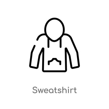 anahat sweatshirt vektör simgesi. giysi kavramından izole siyah basit çizgi elemanı illüstrasyon. beyaz arka plan üzerinde değiştirilebilir vektör vuruşu sweatshirt simgesi