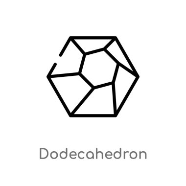 Anahat dodecahedron vektör simgesi. basit izole çizgi eleman geometrik kavramı vektör. Beyaz arka planda düzenlenebilir vektör kontur dodecahedron simgesi