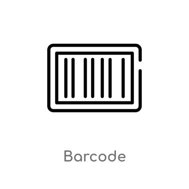 anahat barkod vektör simgesi. teslim ve lojistik kavramından izole siyah basit çizgi elemanı illüstrasyon. beyaz arka planda değiştirilebilir vektör kontur barkod simgesi