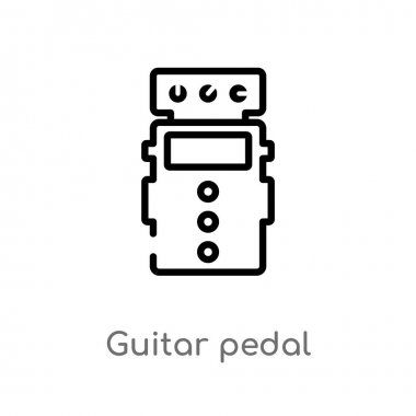 Anahat gitar pedal vektör simgesi. basit çizgi eleman illüstrasyon izole müzik kavramı siyah. Beyaz arka planda düzenlenebilir vektör kontur gitar pedal simgesi