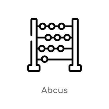 anahat abcus vektör simgesi. eğitim kavramından izole siyah basit çizgi elemanı illüstrasyon. beyaz arka planda editable vektör kontur abcus simgesi