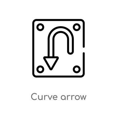 anahat eğrisi ok vektör simgesi. kullanıcı arabirimi kavramından izole siyah basit çizgi öğesi illüstrasyon. beyaz arka planda değiştirilebilir vektör kontur eğrisi ok simgesi
