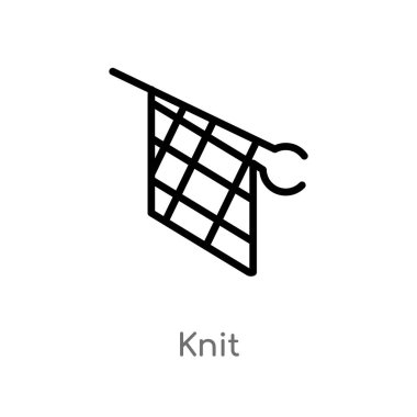 Anahat örme vektör simgesi. basit çizgi eleman illüstrasyon izole kavramı siyah. Beyaz arka planda düzenlenebilir vektör kontur örme simgesi