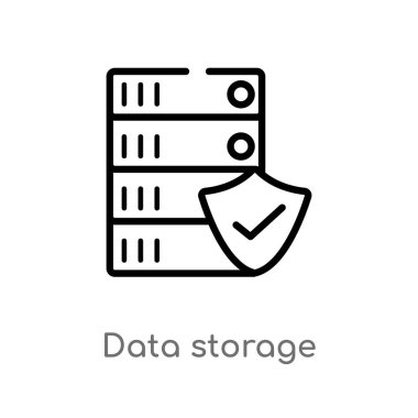 Anahat veri depolama vektör simgesi. kolay izole çizgi eleman vektör kavramı gdpr. Beyaz arka planda düzenlenebilir vektör kontur veri depolama simgesi