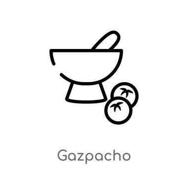 anahat gazpacho vektör simgesi. kültür kavramından izole siyah basit çizgi öğesi illüstrasyon. beyaz arka plan üzerinde editable vektör kontur gazpacho simgesi