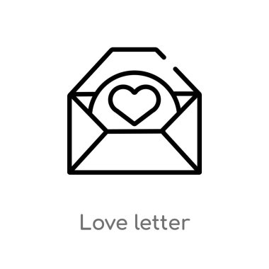 anahat aşk mektubu vektör simgesi. müşteri hizmetleri kavramından izole siyah basit satır öğesi illüstrasyon. beyaz arka plan üzerinde editable vektör vuruşu aşk mektubu simgesi