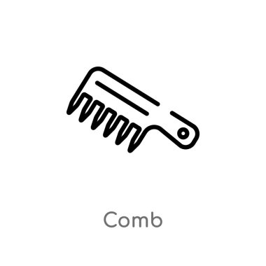 anahat tarak vektör simgesi. güzellik kavramından izole siyah basit çizgi elemanı illüstrasyon. beyaz arka planda değiştirilebilir vektör kontur tarak simgesi