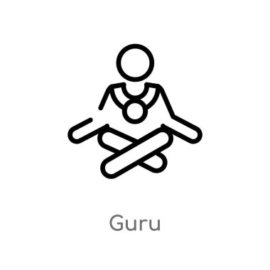 Anahat Guru vektör simgesi. Hindistan basit çizgi eleman illüstrasyon izole kavramı siyah. Beyaz arka planda düzenlenebilir vektör kontur Guru simgesi