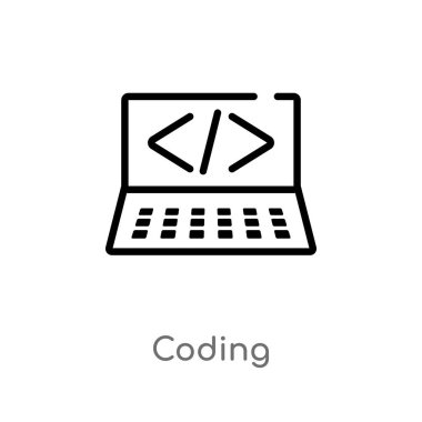 Anahat kodlama vektör simgesi. basit çizgi eleman illüstrasyon izole Strateji kavramı. Beyaz arka planda düzenlenebilir vektör kontur kodlama simgesi