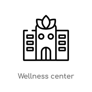 anahat sağlık merkezi vektör simgesi. binalar kavramından izole siyah basit çizgi elemanı illüstrasyon. beyaz arka plan üzerinde değiştirilebilir vektör kontur sağlıklı yaşam merkezi simgesi