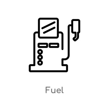 Anahat yakıt vektör simgesi. basit izole hat eleman Sanayi kavramı siyah. Beyaz arka planda düzenlenebilir vektör kontur yakıt simgesi