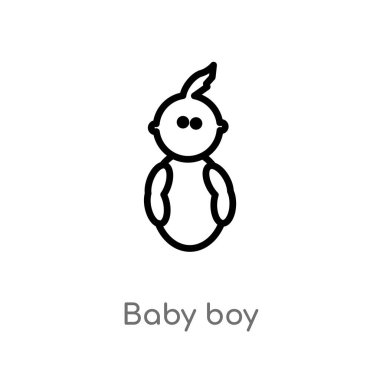 Anahat bebek çocuk vektör simgesi. Çocuk ve bebek kavramı çizgi eleman illüstrasyon izole siyah. Beyaz arka planda düzenlenebilir vektör kontur bebek çocuk simgesi