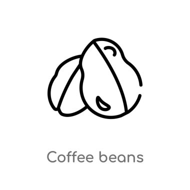 anahat kahve çekirdekleri vektör simgesi. brazilia kavramından izole siyah basit çizgi elemanı illüstrasyon. beyaz arka planda değiştirilebilir vektör kontur kahve çekirdekleri simgesi