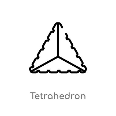 Anahat tetrahedron vektör simgesi. basit izole çizgi eleman geometrik kavramı vektör. Beyaz arka planda düzenlenebilir vektör kontur tetrahedron simgesi