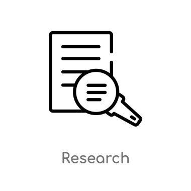 araştırma vektör simgesini anahat. sadaka kavramından izole siyah basit çizgi öğesi illüstrasyon. beyaz arka plan üzerinde değiştirilebilir vektör vuruşu araştırma simgesi