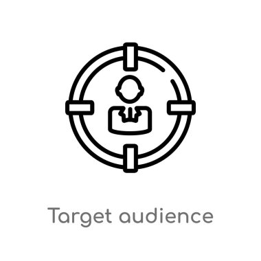 Anahat hedef kitle vektör simgesi. insan kaynakları kavramı vektör izole eleman siyah. Beyaz arka planda düzenlenebilir vektör kontur hedef kitle simgesi