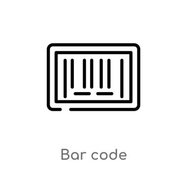 anahat barkod vektör simgesi. teslimat ve lojistik kavramından izole siyah basit çizgi elemanı illüstrasyon. beyaz arka planda değiştirilebilir vektör kontur barkod simgesi