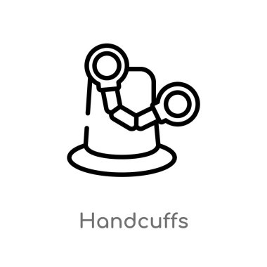 Anahat kelepçe vektör simgesi. basit çizgi eleman illüstrasyon izole sihirli kavramı siyah. Beyaz arka planda düzenlenebilir vektör kontur kelepçe simgesi