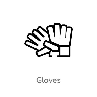 Anahat eldiven vektör simgesi. basit çizgi eleman illüstrasyon izole kavramı siyah. Beyaz arka planda düzenlenebilir vektör kontur eldiven simgesi