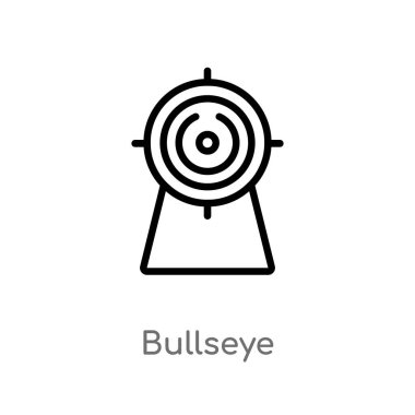 Anahat Bullseye vektör simgesi. sade izole hat eleman vektör spor kavramı. Beyaz arka planda düzenlenebilir vektör kontur Bullseye simgesi