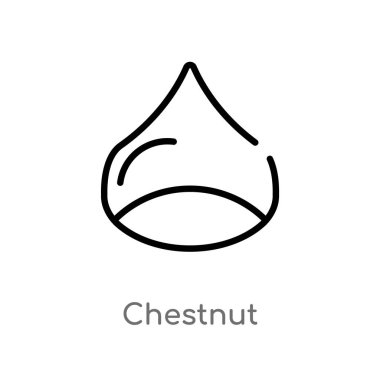 Anahat kestane vektör simgesi. basit izole eleman vektör kavramı meyve siyah. Beyaz arka planda düzenlenebilir vektör kontur kestane simgesi