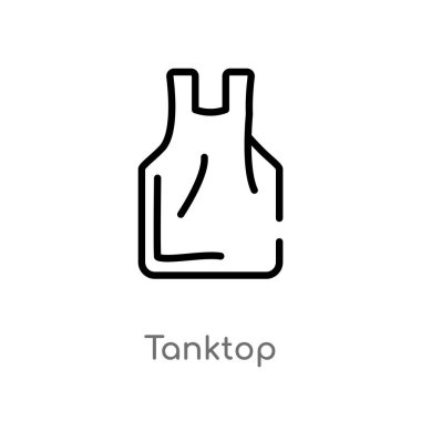 tanktop vektör simgesini anahat. giysi kavramından izole siyah basit çizgi elemanı illüstrasyon. beyaz arka plan üzerinde değiştirilebilir vektör kontur tanktop simgesi