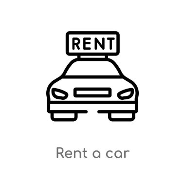 Anahat Kiralık bir araba vektör simgesi. basit eleman illüstrasyon izole hat siyah kara otel ve restoran kavramı. düzenlenebilir vektör inme beyaz arka planda Kiralık bir simge