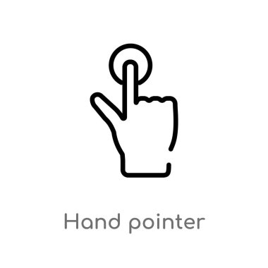 Anahat el işaretçisi vektör simgesi. basit çizgi eleman illüstrasyon izole hareketleri kavramı. Beyaz arka planda düzenlenebilir vektör kontur el işaretçisi simgesi