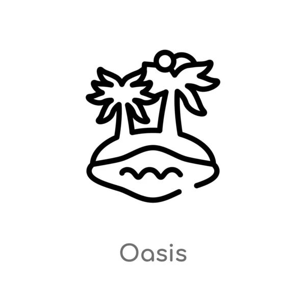 Contorno Oasis Vector Icono Aislado Negro Simple Línea Elemento Ilustración — Vector de stock