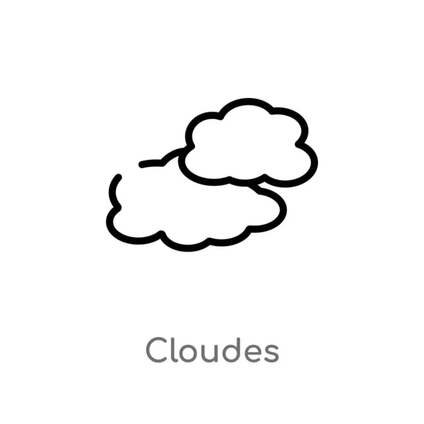 Overzicht Wolken Vector Icoon Geïsoleerde Zwarte Eenvoudige Lijn Element Illustratie — Stockvector