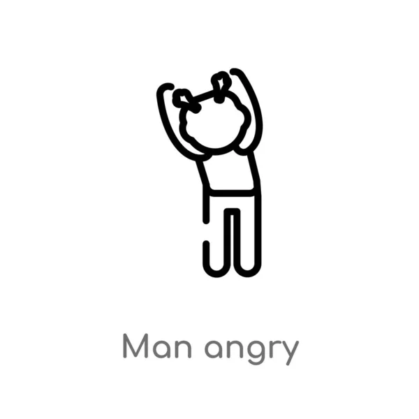 Περίγραμμα Άνθρωπος Θυμωμένη Διανυσματικό Εικονίδιο Απομονωμένη Μαύρη Απλή Εικόνα Στοιχείο — Διανυσματικό Αρχείο