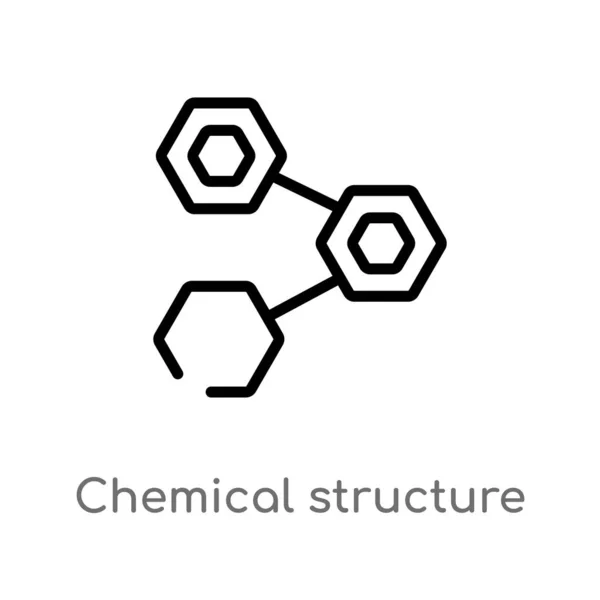 Szerkezeti Kémiai Struktúra Vektorikonja Izolált Fekete Egyszerű Vonal Elem Illusztráció — Stock Vector