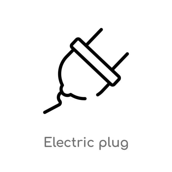 Esboço Elétrico Plug Vetor Ícone Isolado Preto Simples Ilustração Elemento — Vetor de Stock