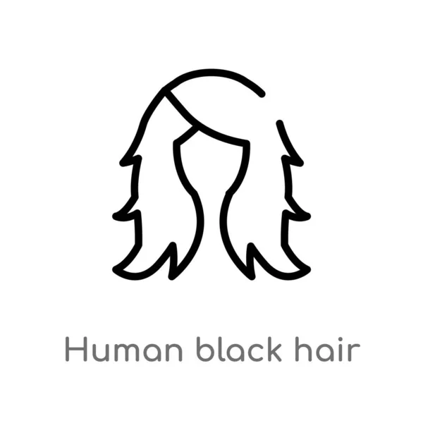 輪郭の人間の黒い髪ベクトルアイコン 女性服のコンセプトから孤立した黒シンプルなライン要素のイラスト 編集可能なベクトルストローク白い背景に人間の黒い髪のアイコン — ストックベクタ