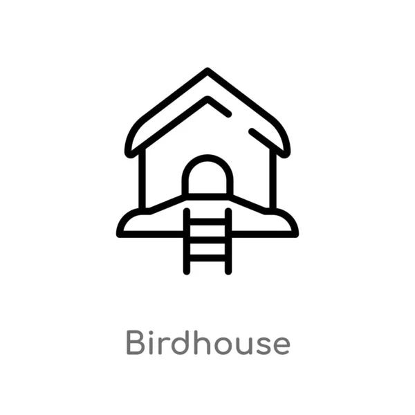 Schéma Icône Vectorielle Birdhouse Illustration Isolée Élément Ligne Simple Noir — Image vectorielle