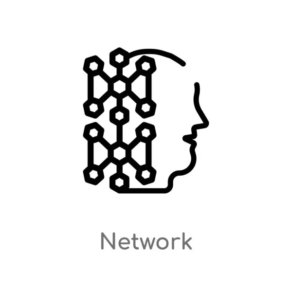 Εικονίδιο Διανύσματος Δικτύου Διάρθρωσης Απομονωμένη Μαύρη Απλή Γραμμή Στοιχείο Εικόνα — Διανυσματικό Αρχείο