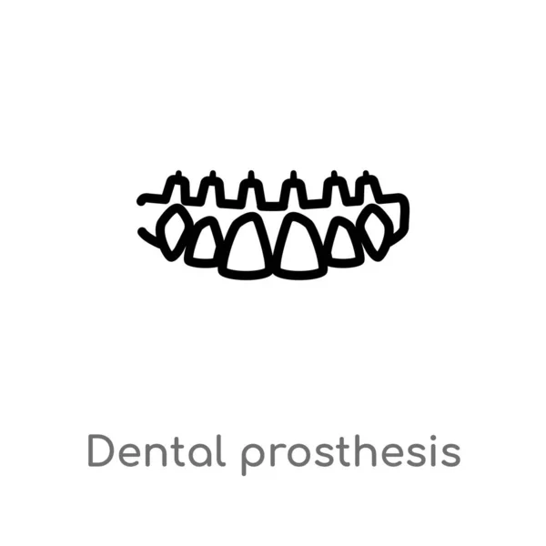 Esboço Prótese Dentária Vetor Ícone Ilustração Elemento Linha Simples Preto — Vetor de Stock